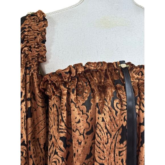 Burnout velvet top, black/brown, Renaissance, ethereal, mystical, romantic - Picture 4 of 7